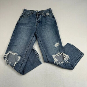 Pacsun Button Fly Straight Leg Jeans Womens Size 27 Medium Blue High Rise